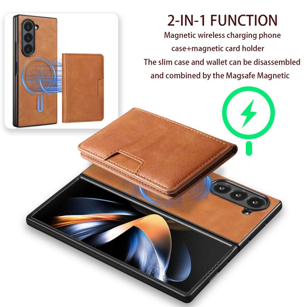 Business Style Leather Case For Samsung Galaxy Z Fold 7 6 5 4 3 2IN1 Magnetic Card Wallet Wireless Charge Anti-Drop Cover