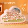 Handmade DIY Tulip Flower Sea Night Atmosphere Lamp Clouds Tulip Lamp LED Night Light Mirror Table Lamp Bedroom Decor Lights New