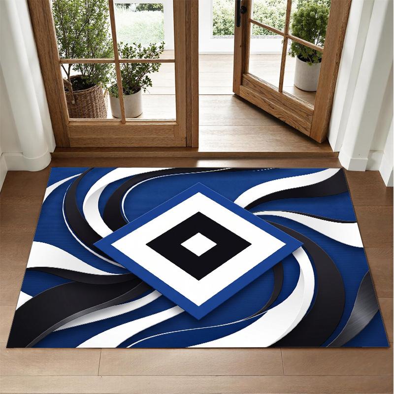 Hamburger SV Football Design Crystal Velvet Rug Soft Decorative Mat for Bedroom Entrance