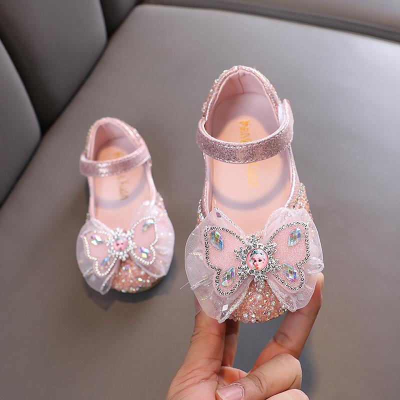 Autumn New Style Ladylike Baby Girl Girls' Princess Rhinestone Flat Shoes, Leather Shoes, Dance Performance Shoes