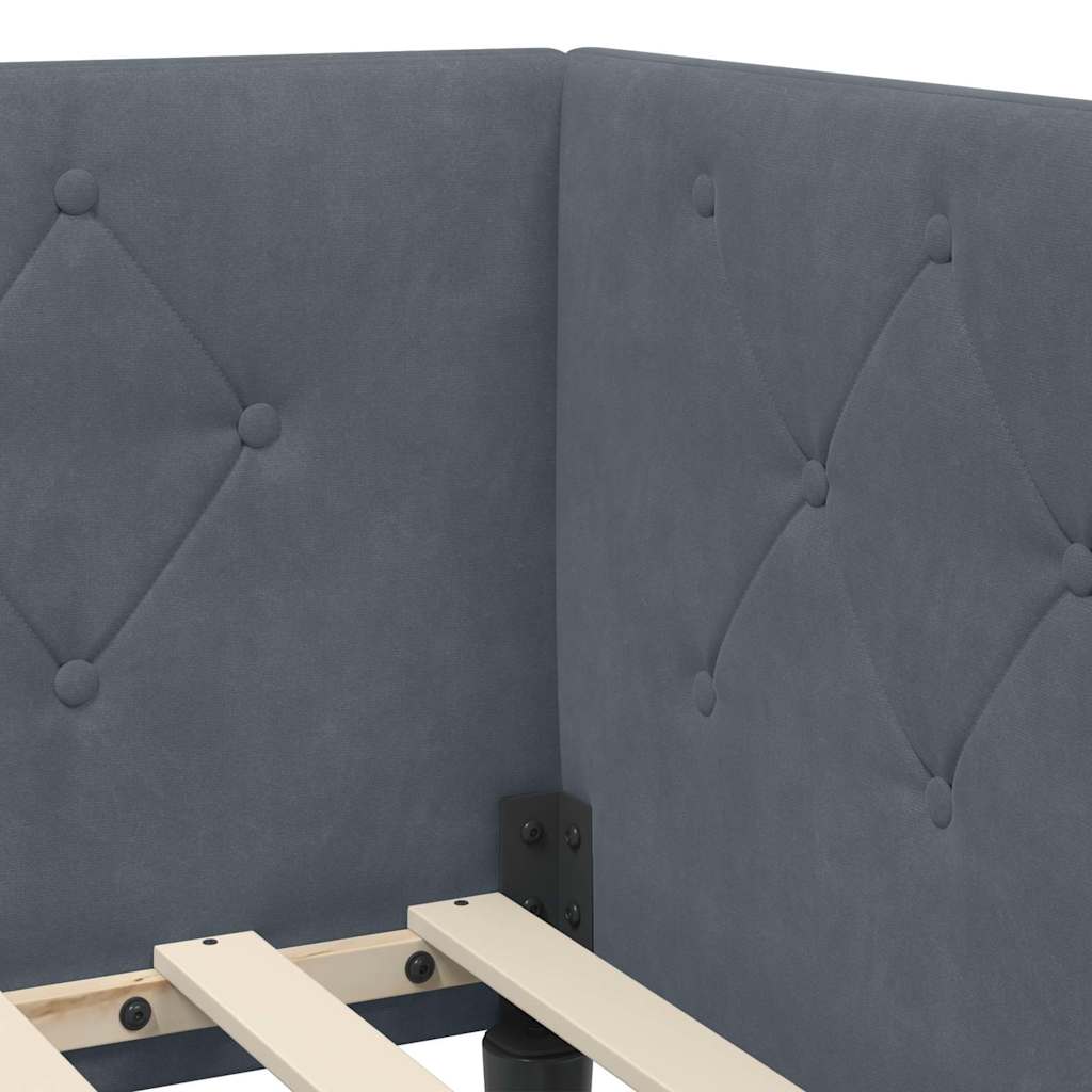 Corner Bed Frame Dark Grey 80 X 200 Cm Velvet