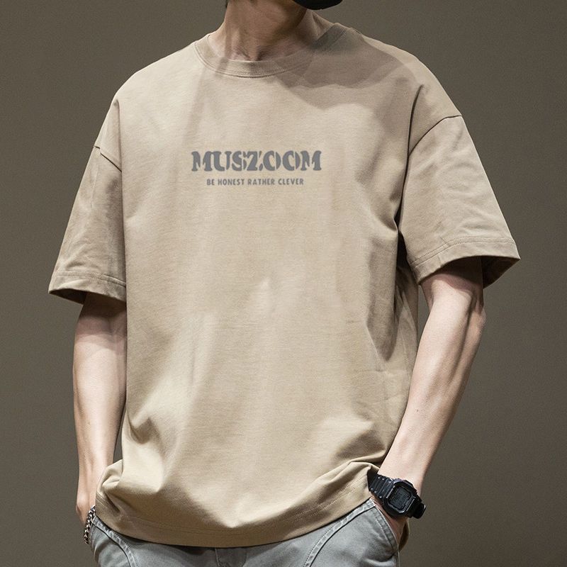 Muszoom Pure Cotton Mens T-shirt O-neck Half Sleeves Casual Loose Tee Man Hip Hop Pullover Shirt
