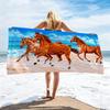 Neuestes Strandtuch Drei Braune Laufende Pferde Meeresblau Himmelblauer Druck Schnelltrocknendes Strandtuch Westlicher Urlaub Badetuch