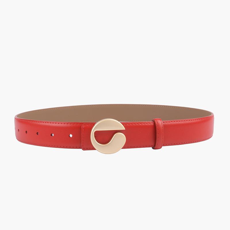 Belt Genuine Leather Calfskin Belt Belt Women's Black Logo Cowhide Belt
