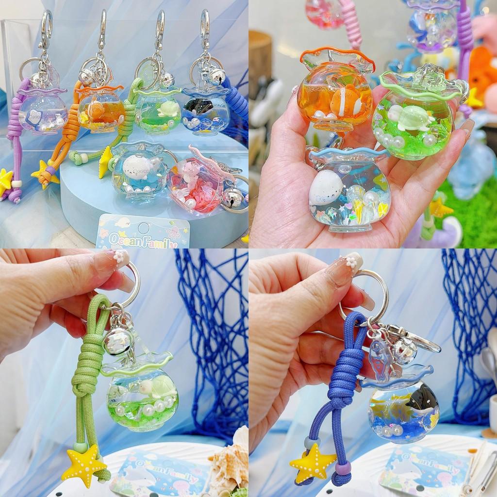 Sea Turtle Seahorse Devil Fishes Fish Tank Keychain With 3d Design Pendant For Kids And Collectors