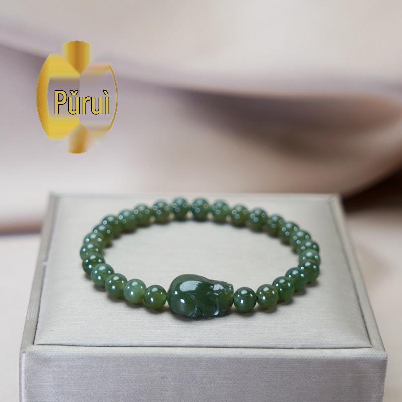 Ice Blue Hetian Jade Bracelet for Women - Elegant Bead String Jewelry, 2024 New Style