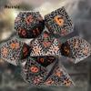 7 Pcs Black Red Metal Dice Maze Hollow Metal Polyhedral Dice Set Suitable for Role-Playing RPG  Board Game Card Game
