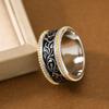 Vintage two-color flower carving ring copper material boho ethnic style women's fashion jewelry ring gift accessories