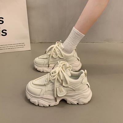Mode Outdoor Plateau Damen Vulkanisierte Sneaker Einfarbig 2024 Hohe Qualität Einfarbig Trainer Schnürschuhe Dicke Sohle Damenschuhe