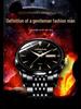 Aili Feida Men's Quartz Waterproof Watch with Hollow Back and Calendar Feature.