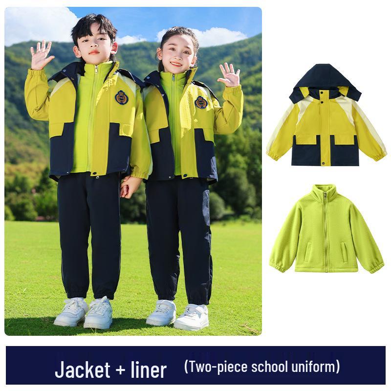 Primary School Windbreaker Autumn/Winter Uniform Three-Piece Set for First Grade and Kindergarten Students