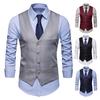 Men Suit Vest Formal Business Style Sleeveless V Neck Slim Fit Cardigan Single-breasted Solid Color Silky Fabric Pockets Groom Wedding Waistcoat