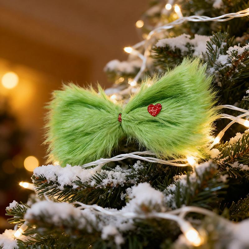 

Christmas Bow Tree Topper Festive Green Furry Decor Holiday Ornament Indoor Christmas Tree Decoration Accessory зелёный
