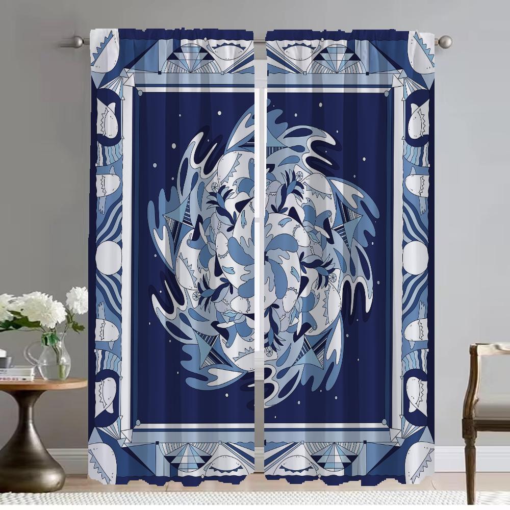 Elegant Room Curtains for Camera Chinese Style Halloween Decoration Shades Tulle for Bedroom Home Interior Curtains 2 Pieces