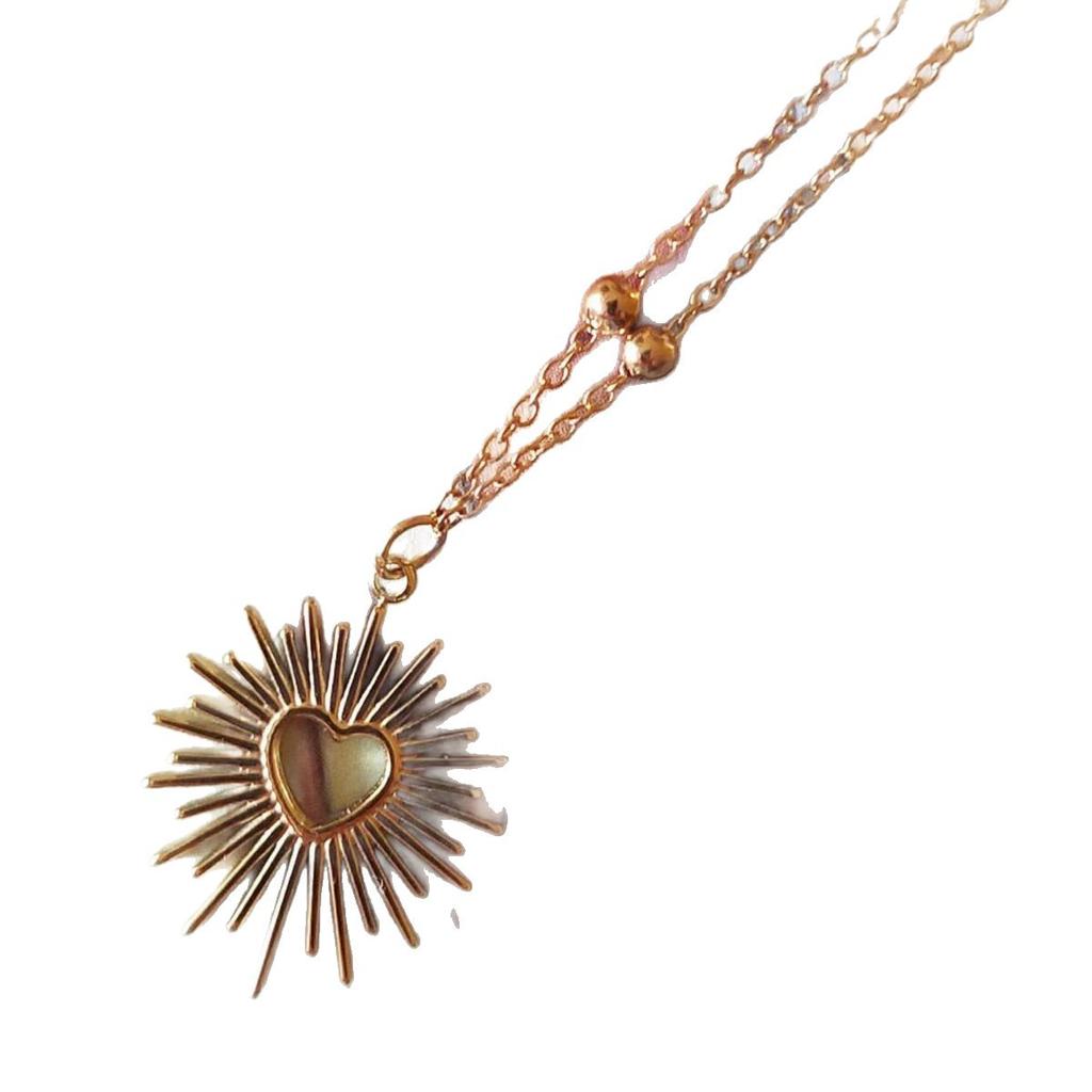 Gold Stainless Steel Sacred Heart Necklace - Custom Pendant Mother's Day Gift Jewelry Accessories