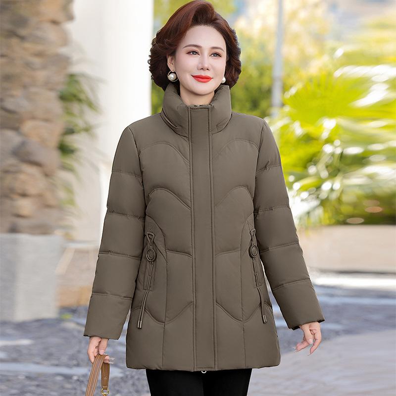 Fashion Down Jacket Women's Medium and Long Winter New Large Size Thickened Loose Middle-aged and Elderly Mother Coat
