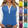 Women's T Shirt Color Block Button Long Sleeve Daily Weekend Fashion Basic V- Neck Regular Top