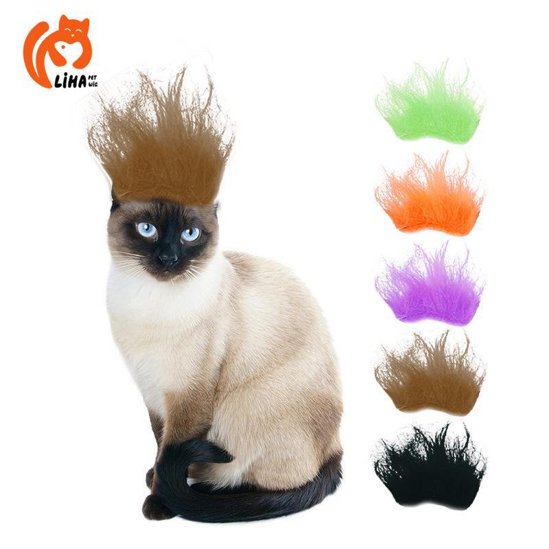 Colorful Halloween Wig Accessories for Pets: Funny Cat & Dog Costumes