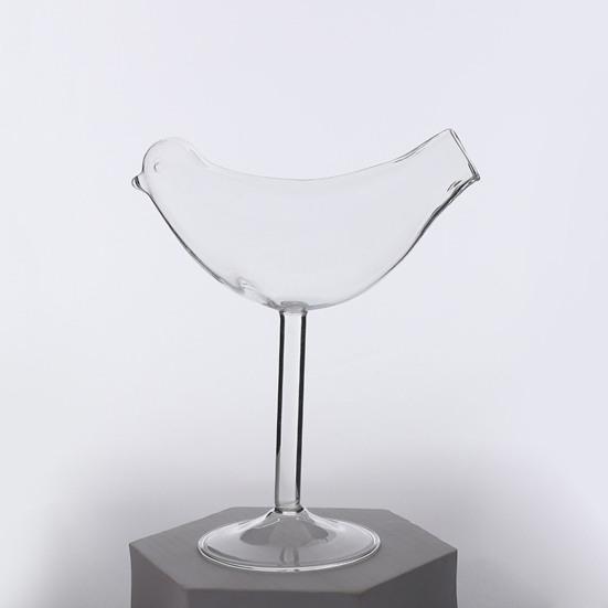 Handcrafted Champagne Flutes Bird Shape Cocktail Glass, Lead-Free Borosilicate Glass Martini Goblet Cup, Clear Tropical Themed Cups Elegant