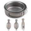 Camping Bowl and Utensil Set 3 Bowls Spoon Fork Combo Titanium Bowl with Folding Handle Ultralight