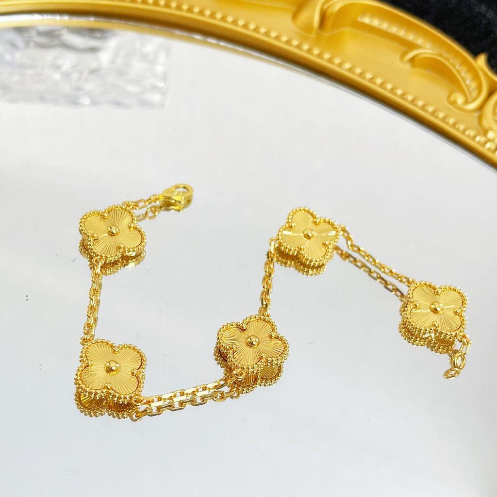 Gold Four-Leaf Clover & Five-Flower Pendant Necklace, 18K Plated, Elegant Gift for Her