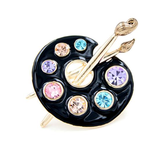 Enamel Fine Workmanship Shiny High Gloss Geometric Decoration Rust-resistant Exquisite Draw Palette Brooch