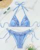 2024 Retro Denim Bikini: European & American Style Backless Split Swimsuit for Women