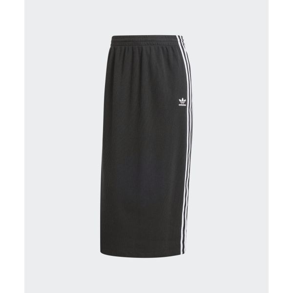 adidas Gestreifter Slim Fit Mode Bequemer Gestrickter Maxi Rock Damen Röcke Schwarz IY7279