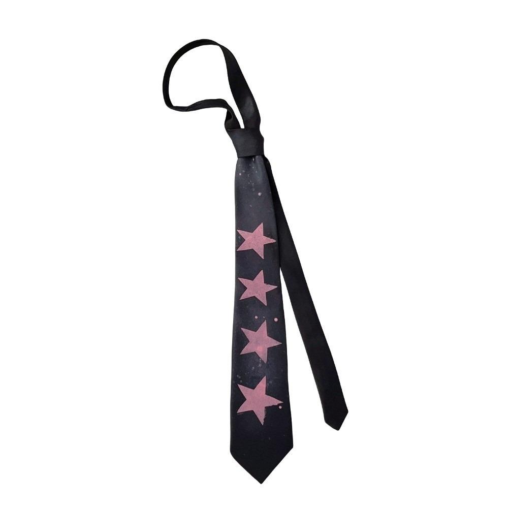 

Narrow Glossy Tie Y2K Unisex Necktie Casual Star Tie Party чорний/рожевий