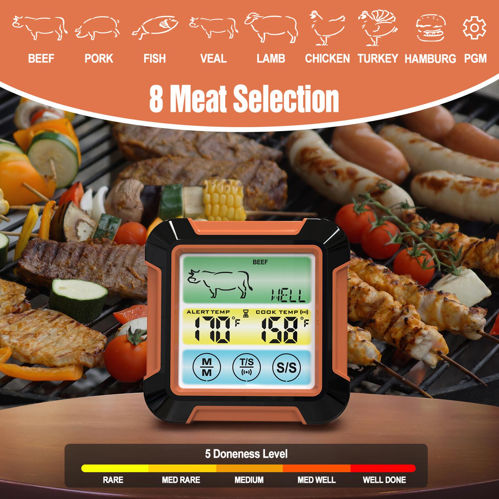 

Digital Meat Thermometer With Probe Upgraded Grill Thermometer With LCD Screen Touch Control Backlight Alert Food Thermometer Timer for Cooking