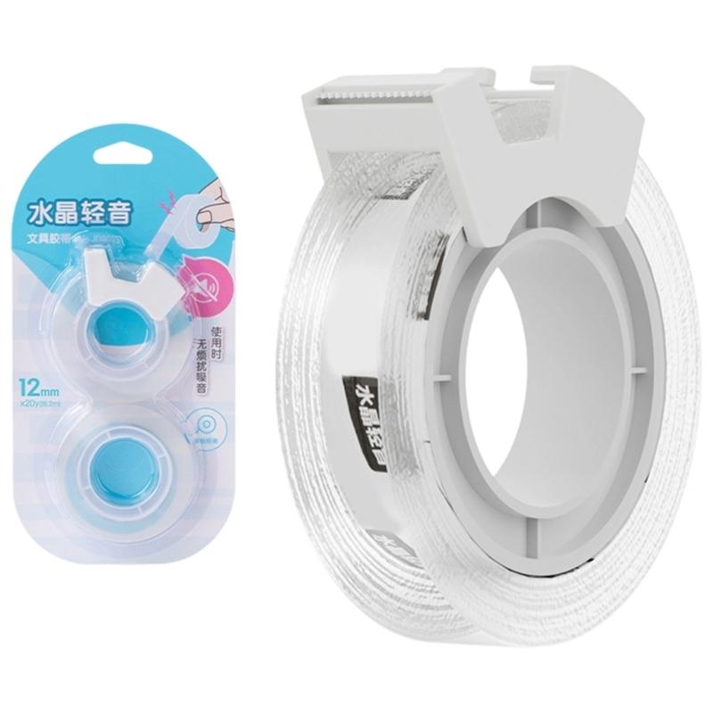 

2 Rolls Clear Tape with Tape Cutter Low Noise Tear Packaging Tape Strong Adhesion Quick Dry For Logistics School Project