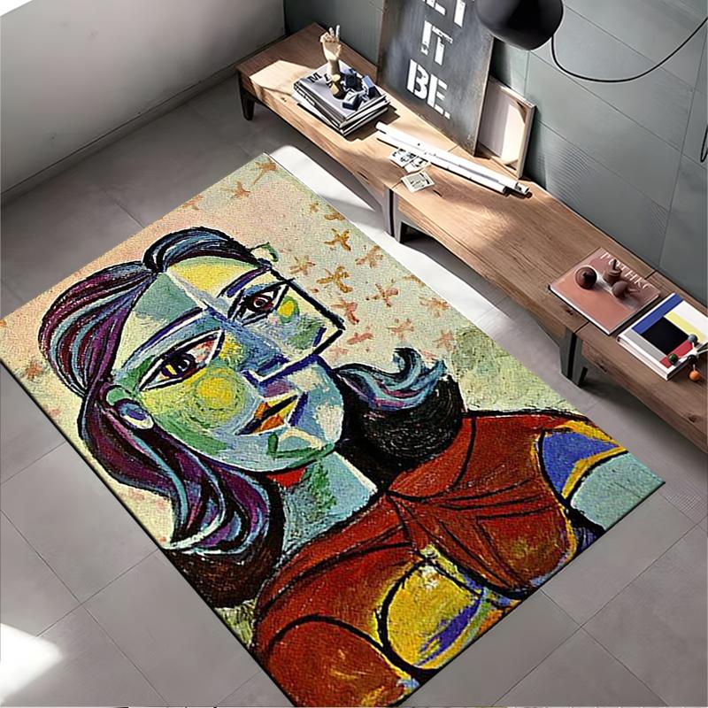 Colorful Abstract Portrait Rug Design Non-slip rug suitable for living room and bedroom sofas.