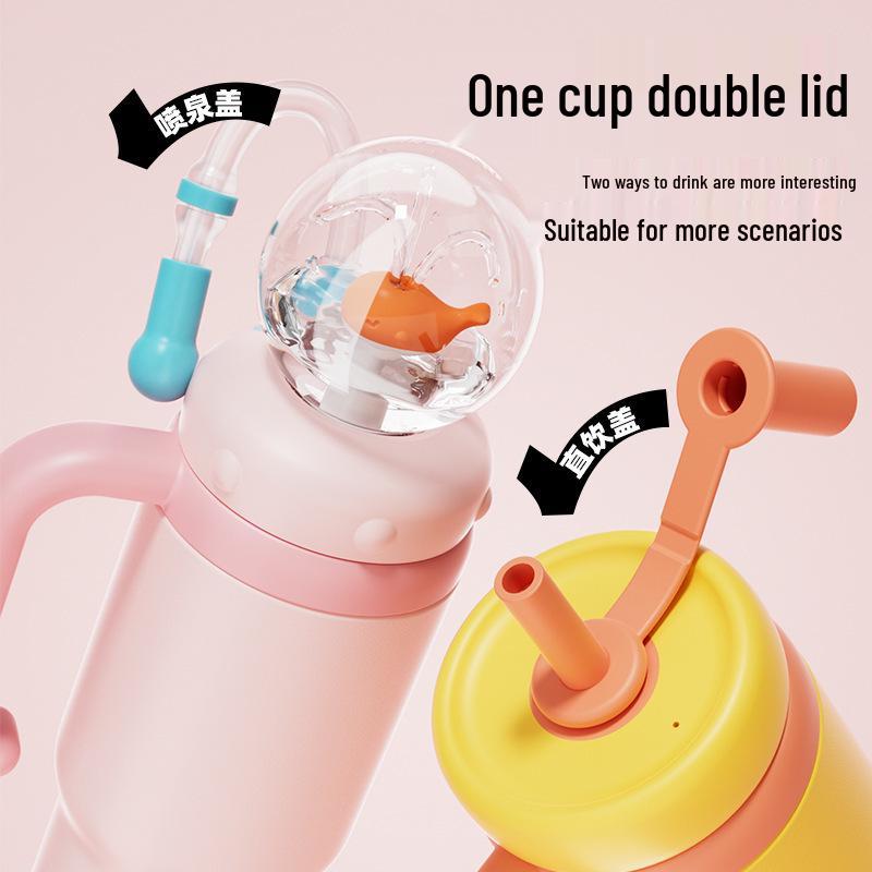 Whale Thermos Straw Cup for Kids - Fun and Easy Drinking for Home and Kindergarten