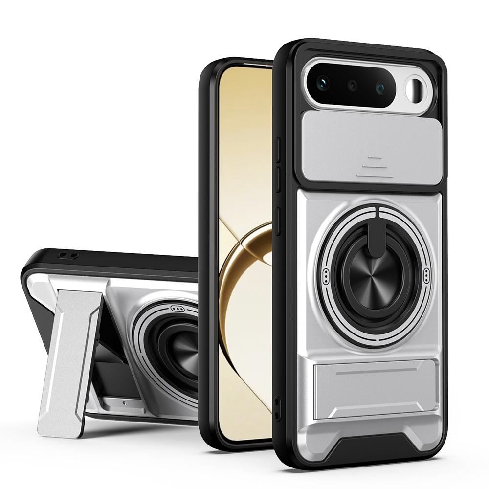 KEYSION Magnetic Phone Case for Raelme 16 5G Slide Camera Protection Upright Kickstand 360 Ring Shockproof Cover for Realme16 5G