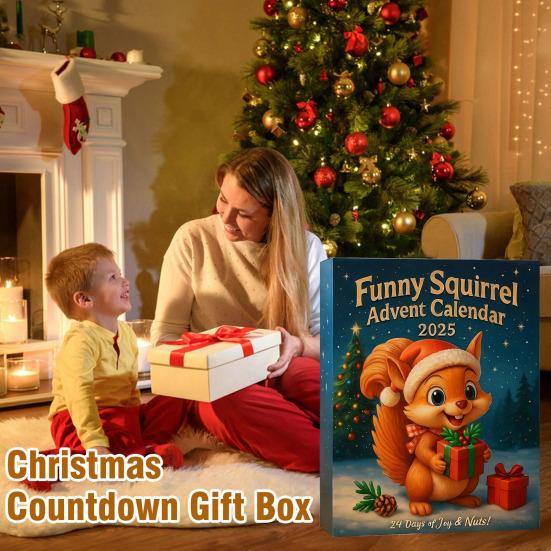 Yousheng Veverka Adventní kalendář 2025 24denní vánoční odpočítávací kalendář s 24 2D akrylovými ozdobami veverek pro sváteční výzdobu stromku