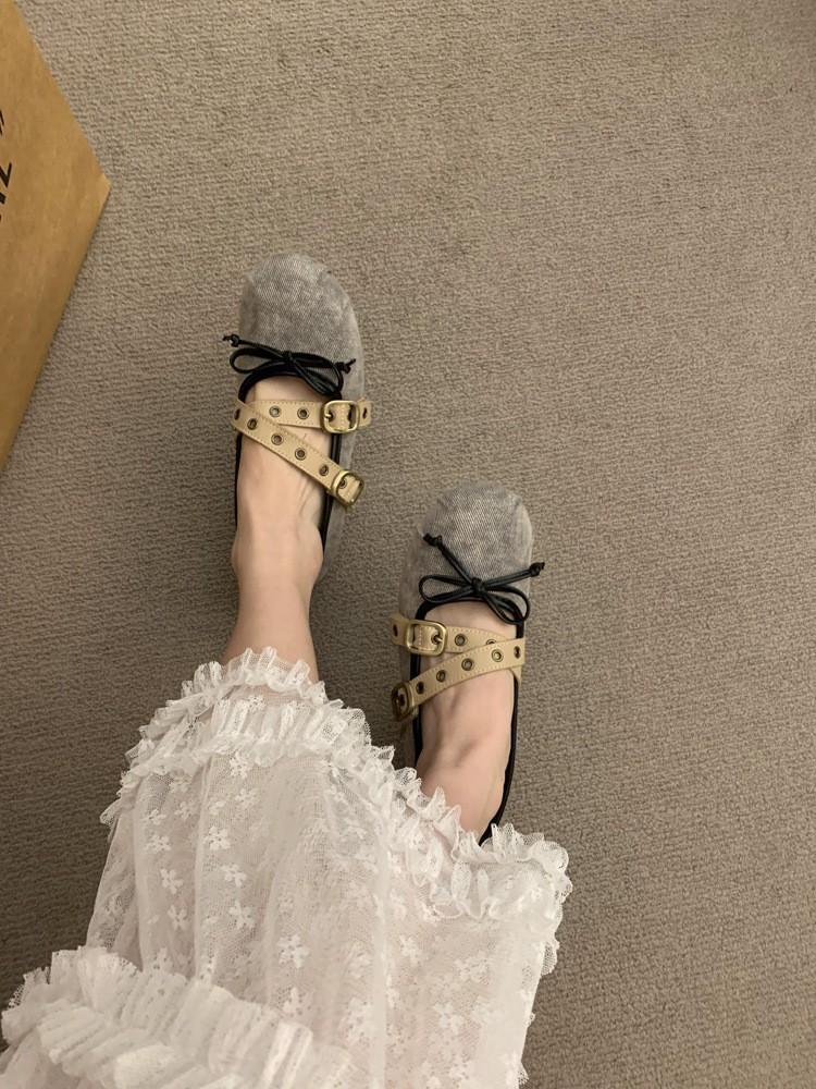 

Retro inner height increase cross bow Mary Jane single shoes women s 2025 spring and autumn new ballet with skirt small leather shoes 39