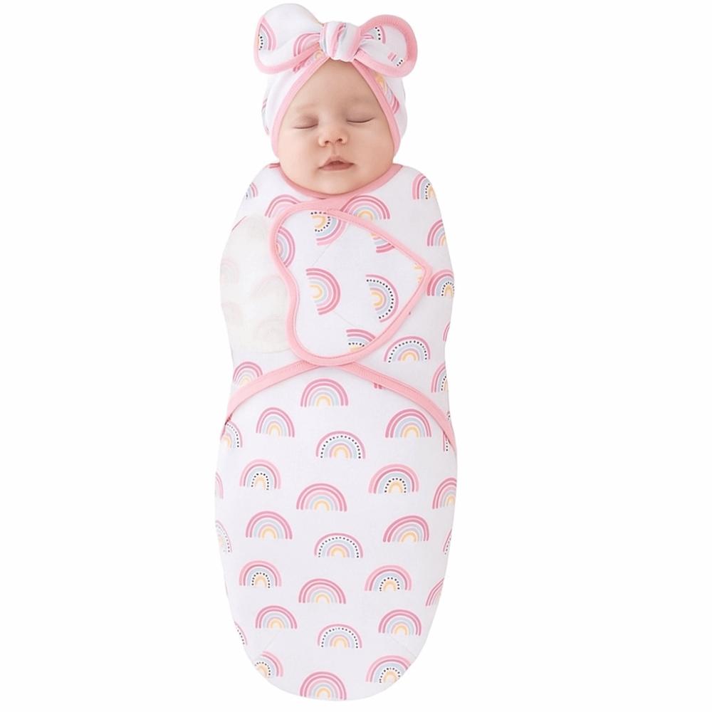 Soft Fabric Blanket Hat Set Bowknot Infant Swaddle Blanket Newborn Photography Blanket  Infant Care