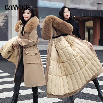 Iarnă pentru femei de mărime plus îngroșată căptușeală detașabilă Parka jachetă din bumbac Îmbrăcăminte lungă din bumbac