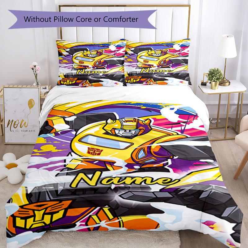 Transformers Fans (3) Customize your name Bedding Set Breathable Duvet Cover with Pillowcases Home Decoration Birthday Gift