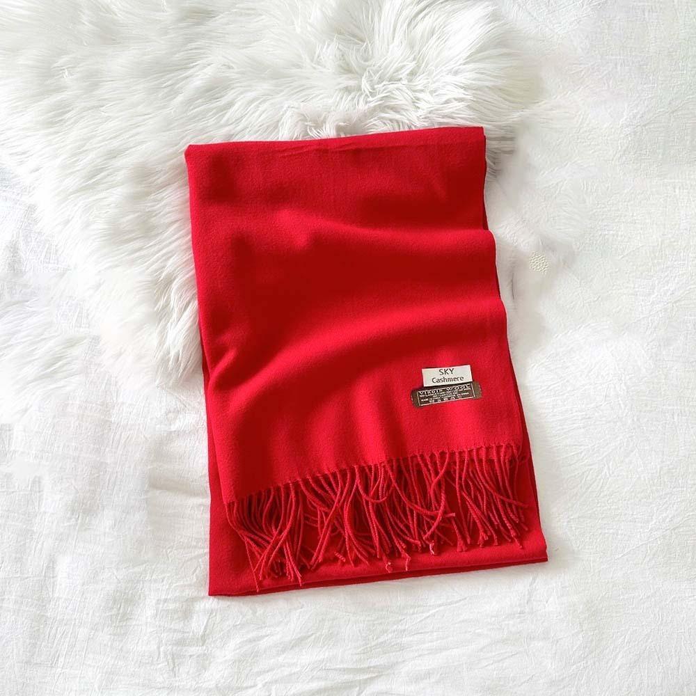 Polyester Classic Wool Scarf Soft Long Neckscarf with Tassel Large Solid Color Shawl  Men