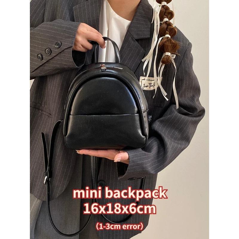 Simple Sweet Pu Women's Backpacks Fashi Solid Color Casual Female Backpack Novel Cute Ladies Handbag Shoulder Bag Tote Purse