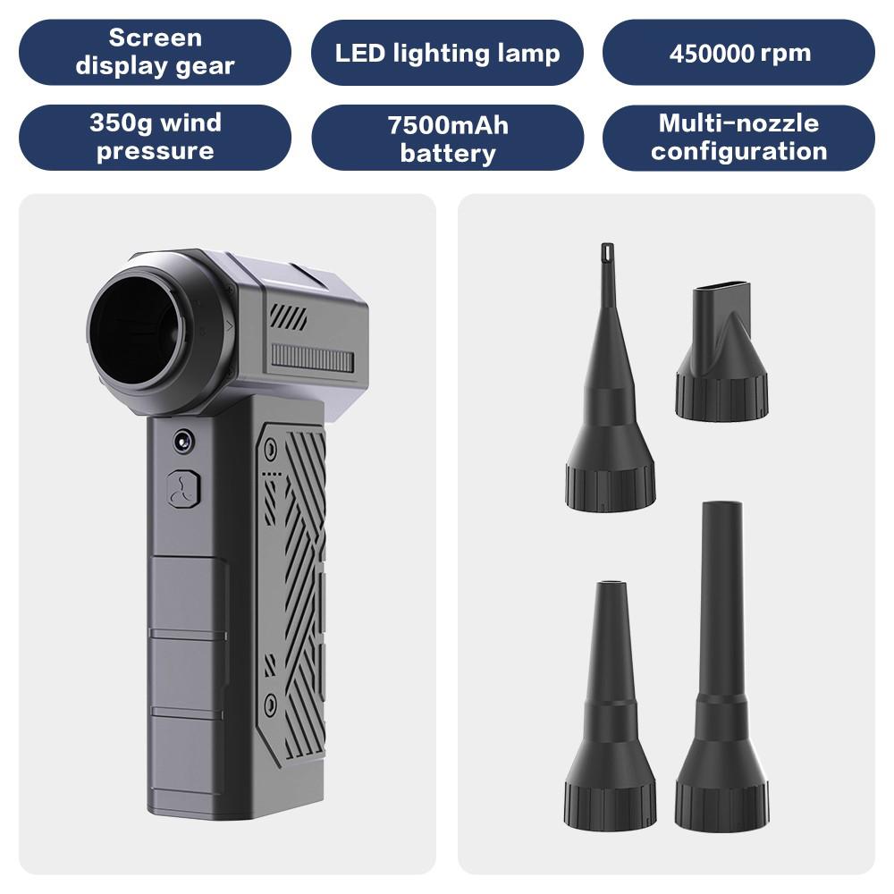 G3 Powerful Compressed Air Duster with LED Light Tuyeres Electric Compressed 450000RPM Turbo Jet Blower Wind Speed for Car