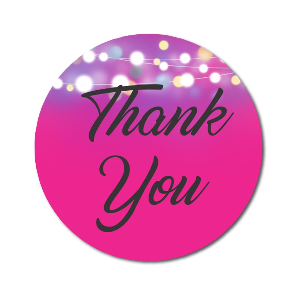 Darling Souvenir 45 Pcs Round String Lights Thank You Fuschia Pink Stickers DIY Envelope Seals-1.6