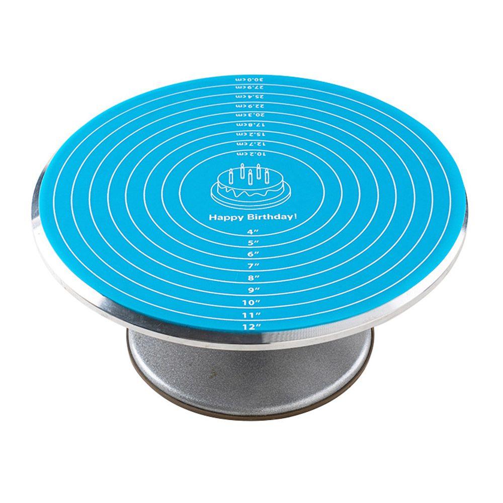 Resistant Dough Fondant Rolling Mat with Size Scale 12inch Cake Turntable Pad Silicone Baking Mat
