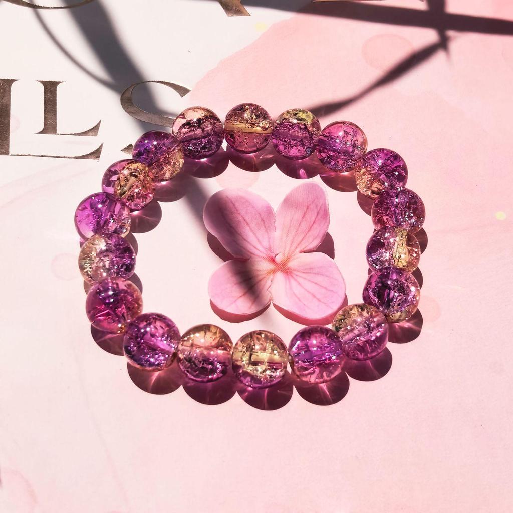 10mm Crackle Glass Bead Finger Wrap Bracelet - Double Color Student Prayer Beads