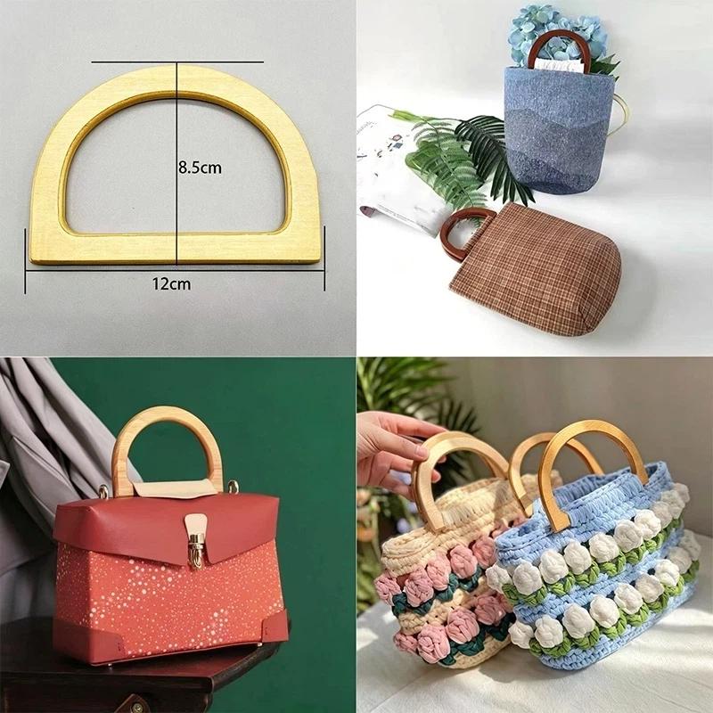 Eco-Friendly Natural Wood D-Shaped Bag Handle 1Pcs Half Circle Replacement for Crochet Shoulder Bag DIY Sewing Project