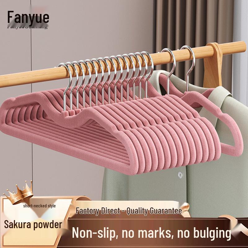 Semi-Circular Non-Slip Flocked Hanger: Traceless, No Shoulder Bumps, Shed-Free, Ideal for Home and Dorm Drying.