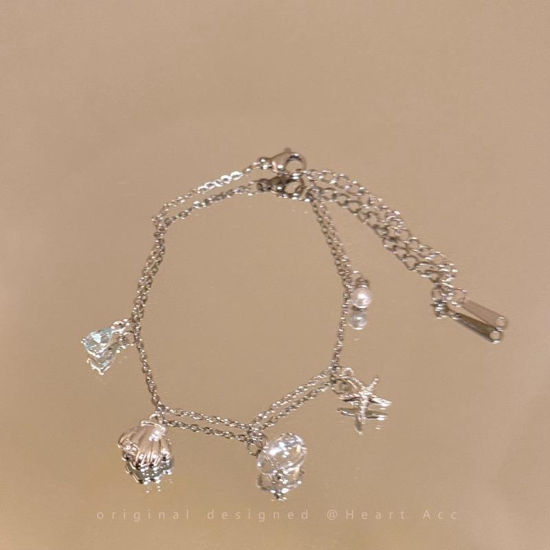 

Summer Sea Star Shell Cat s Eye Stone Pearl Bracelet - A Cool and Sophisticated Handpiece Suitable for All Occasions for Girls Starfish shell