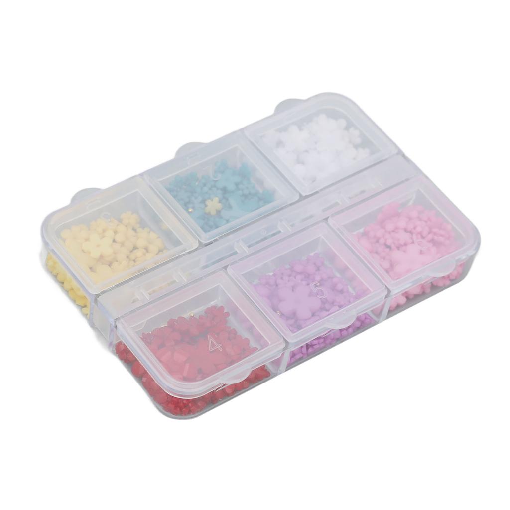 3D Flowers Nail Art Decorations 6 Colors Resin Nail Art Supplies for Home DIY Craft Nail Salons