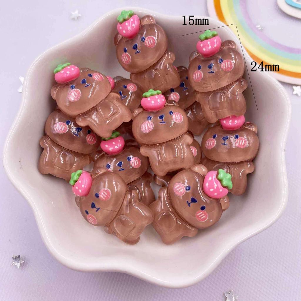 Colorful Resin Glitter Kawaii Giraffe Bear Puppy Girl Flatback Cartoon Animal Figurine Scrapbook 10pcs DIY Accessory Decor Craft